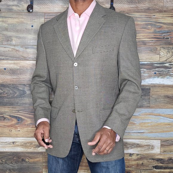 Joseph Abboud USA 100% Wool Brown Geometric Blazer Sport Jacket Size 40R - Picture 1 of 11
